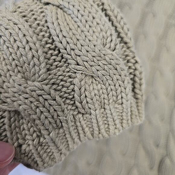 LL Bean Womens Cable Knit Sweater Size XL Sage Green Turtleneck - Picture 6 of 7